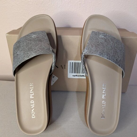 Donald Pliner Fifi Slide Sandals Light Taupe Pebbled Metallic Leather Size 6 - Picture 8 of 11